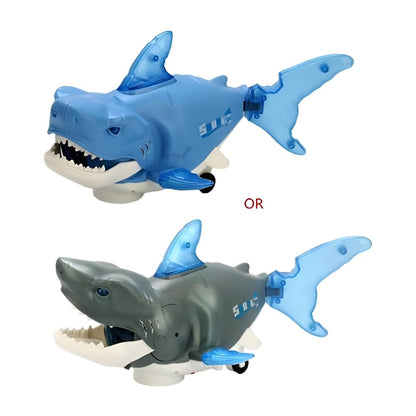 Electric Shark Toy with Wheels and Light-Up Fins, Battery Operated Moving Shark Toy, Bump and Go Automatic Walking Shark with Flashing LED Lights,...