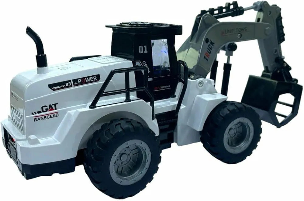 RC Construction Crane Truck, 1:50 Scale Remote Control Vehicle, White