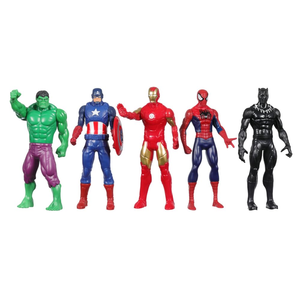 Marvel 6-Inch (15 CM) Hulk, Captain America, Iron Man, Spider-Man, & Black Panther Action Figure Set with Shield Accessory, Super Hero Toys, Ages 4+,...