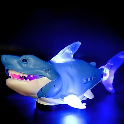 Electric Shark Toy with Wheels and Light-Up Fins, Battery Operated Moving Shark Toy, Bump and Go Automatic Walking Shark with Flashing LED Lights,...