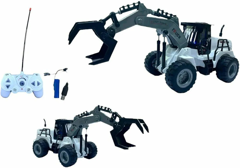 RC Construction Crane Truck, 1:50 Scale Remote Control Vehicle, White