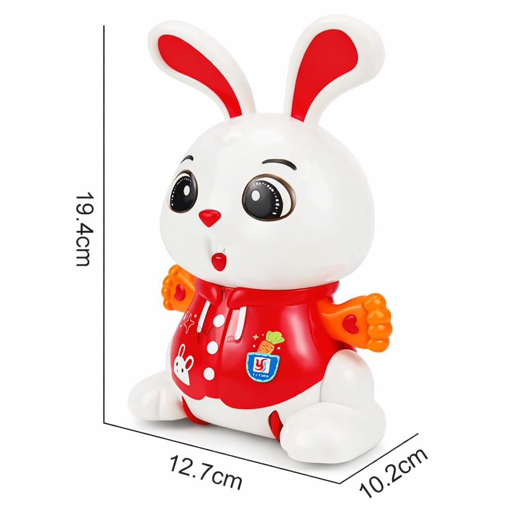 Elvaronix Musical Rabbit Toy for Kids – Battery Operated Dancing Bunny with 360° Rotating Flashing Lights & Sound, Musical Toy for Babies, Birthday Gift...