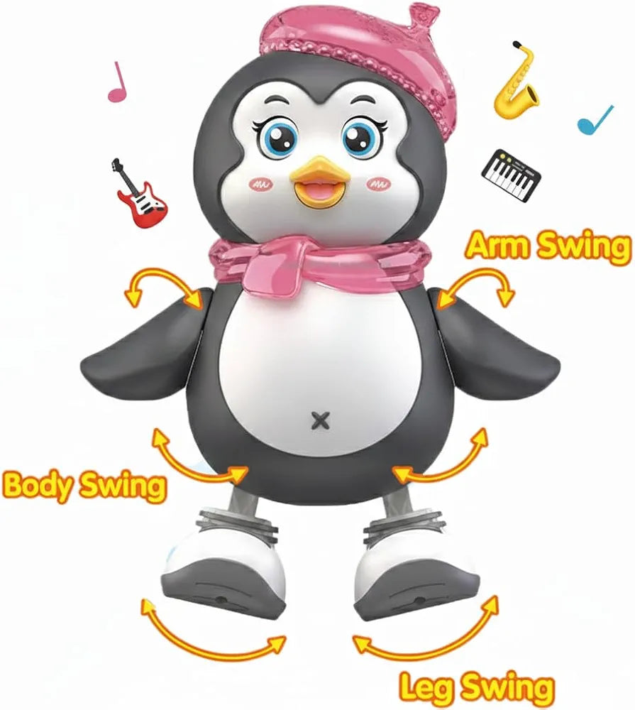 Dancing Penguin Musical Toy for Toddlers - Interactive Light-Up Toy with Music & 360° Dance Moves - Colorful LED Flashing Penguin Figure - Educational Birthday Gift for Boys & Girls Ages 3+