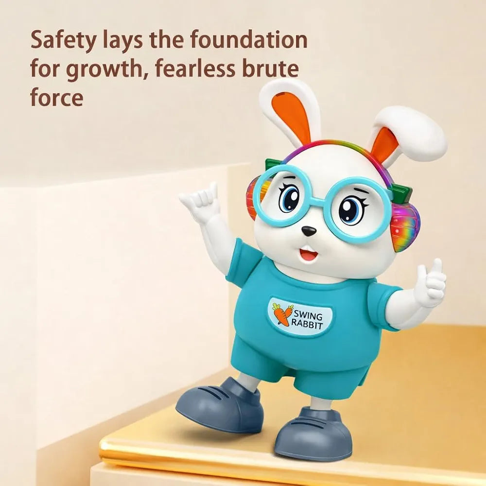 Fun Dancing Rabbit Toy with Lights & Music | Interactive Swing Rabbit with 5-Color Flashing Lights | Electric Dancing Musical Toy for Kids & Toddlers | Cute Moving Bunny Toy Gift