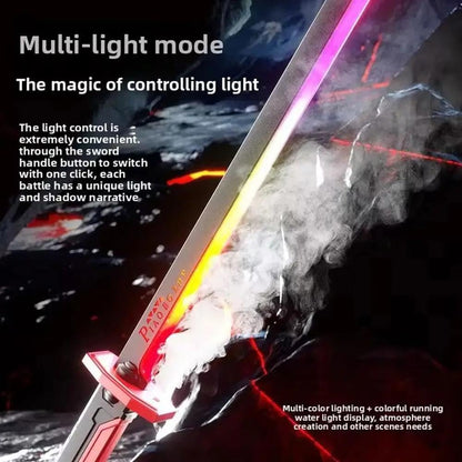 Colorful Streamer Glowing Sword Toys with Spray & Sound Effects Suitable for Cosplay Halloween Props Collect Decoration