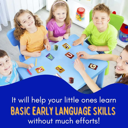 Dough Art Kit for Kids | DIY Kit | Long Lasting Soft & Non-Toxic Clay | 32 Cards with 4 Colours - Alphabets