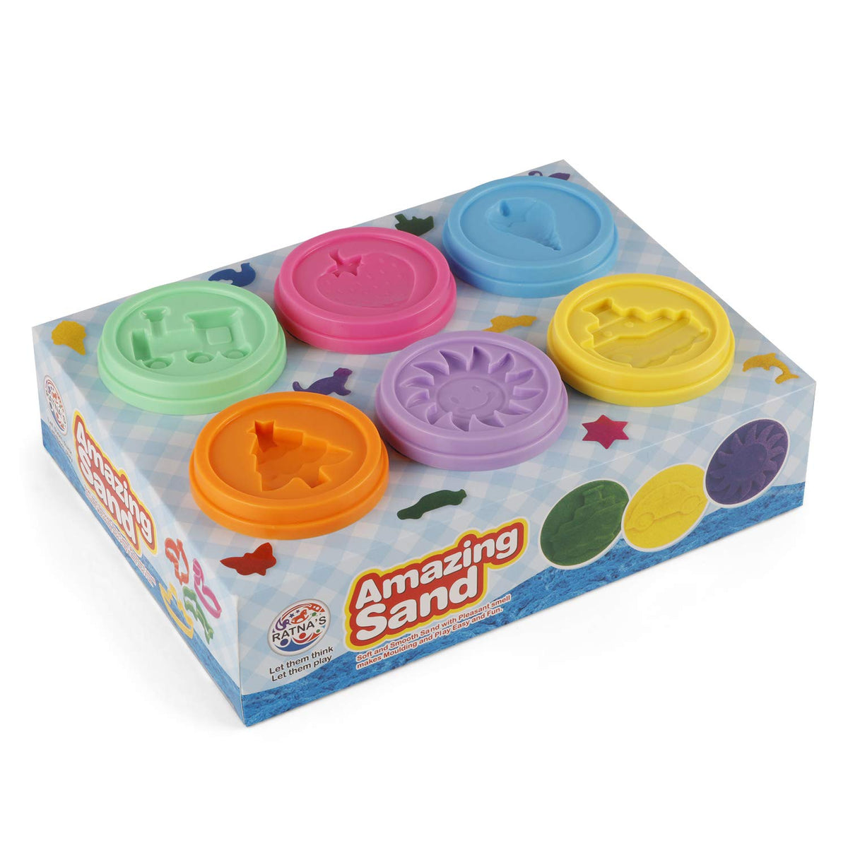 RATNA'S Kid Amazing Sand Multicolor - Pack of 6 Different Coloured Sand with Moulds