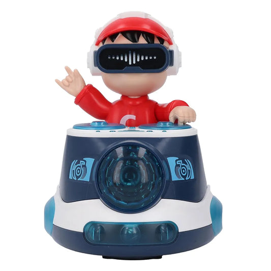 Toy figure with a red outfit and helmet on top of a blue