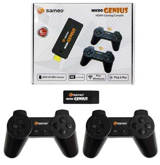 Sameo Micro Genius 8 Bit HDMI Gaming Console for Kids with 800 Built in 1 Classic HD Games Toy Birthday Gift for Boys Girls - Black - T-Rex the toyland Sitamarhi