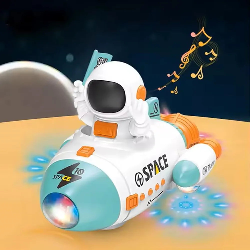 Space Rocket Car Robot with Colorful Lights, Music, All Direction Movement, Space Rocket Car Astronaut Model with Lights Music and Sound for Kids - Multicolor
