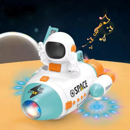 Space Rocket Car Robot with Colorful Lights, Music, All Direction Movement, Space Rocket Car Astronaut Model with Lights Music and Sound for Kids - Multicolor