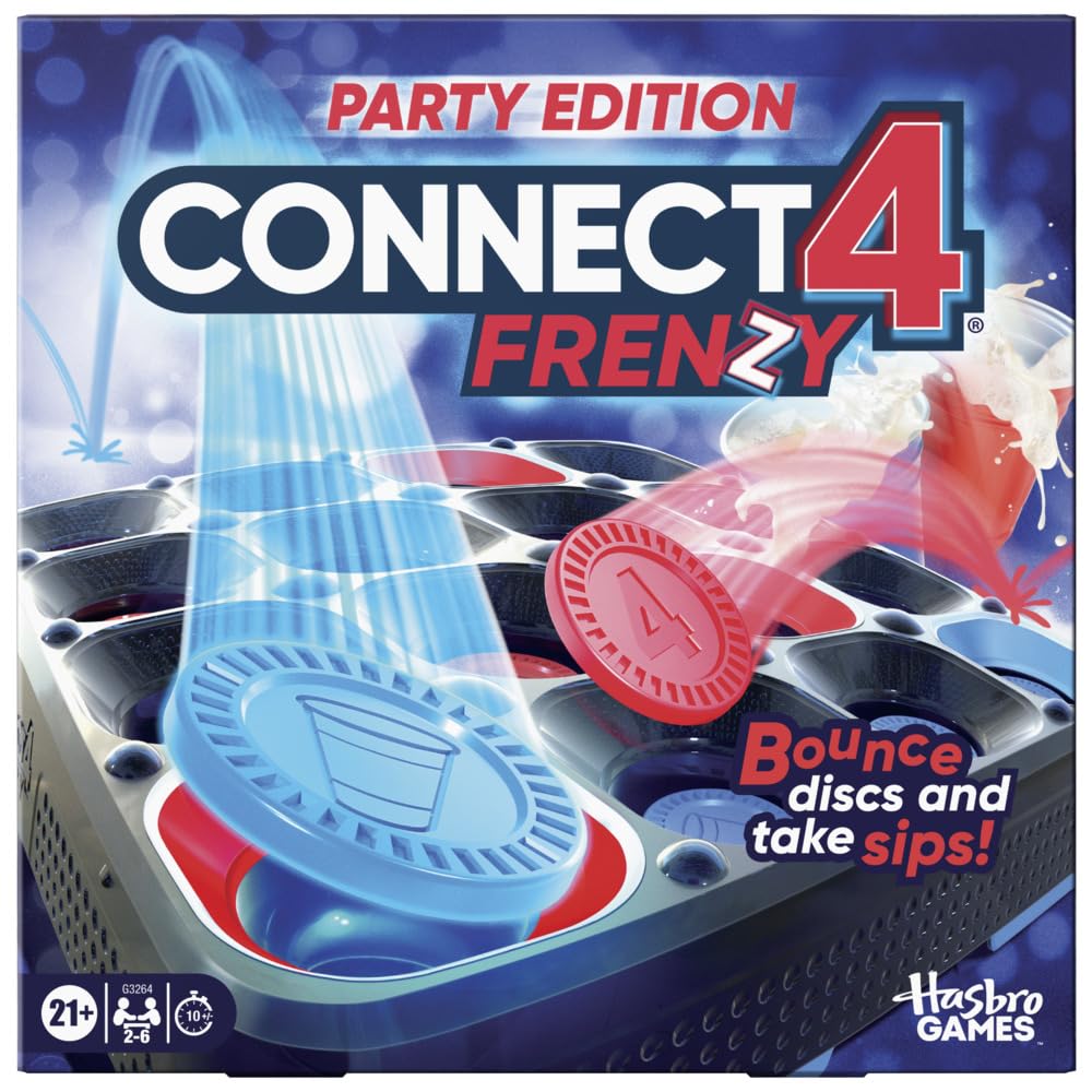 Connect 4 Frenzy Party Edition Game for Adults Only | Bounce Discs and Take Sips | Ages 21+ | 2 to 6 Players | 10 Mins. | Fun Adult Game Nights