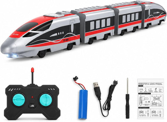 MIANQI Remote Control Train, High Speed Railway RC Bullet Train with 2.4GHz Controller, Rechargeable Battery Sound and Light, Indoor Toy Gift for Kids