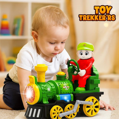 TOY TREKKER’S Kids Electric Spray Steam Train Toy with Lights & Music – Battery-Operated Cartoon Locomotive, Mist Spray Engine for Boys & Girls Ages 3-8