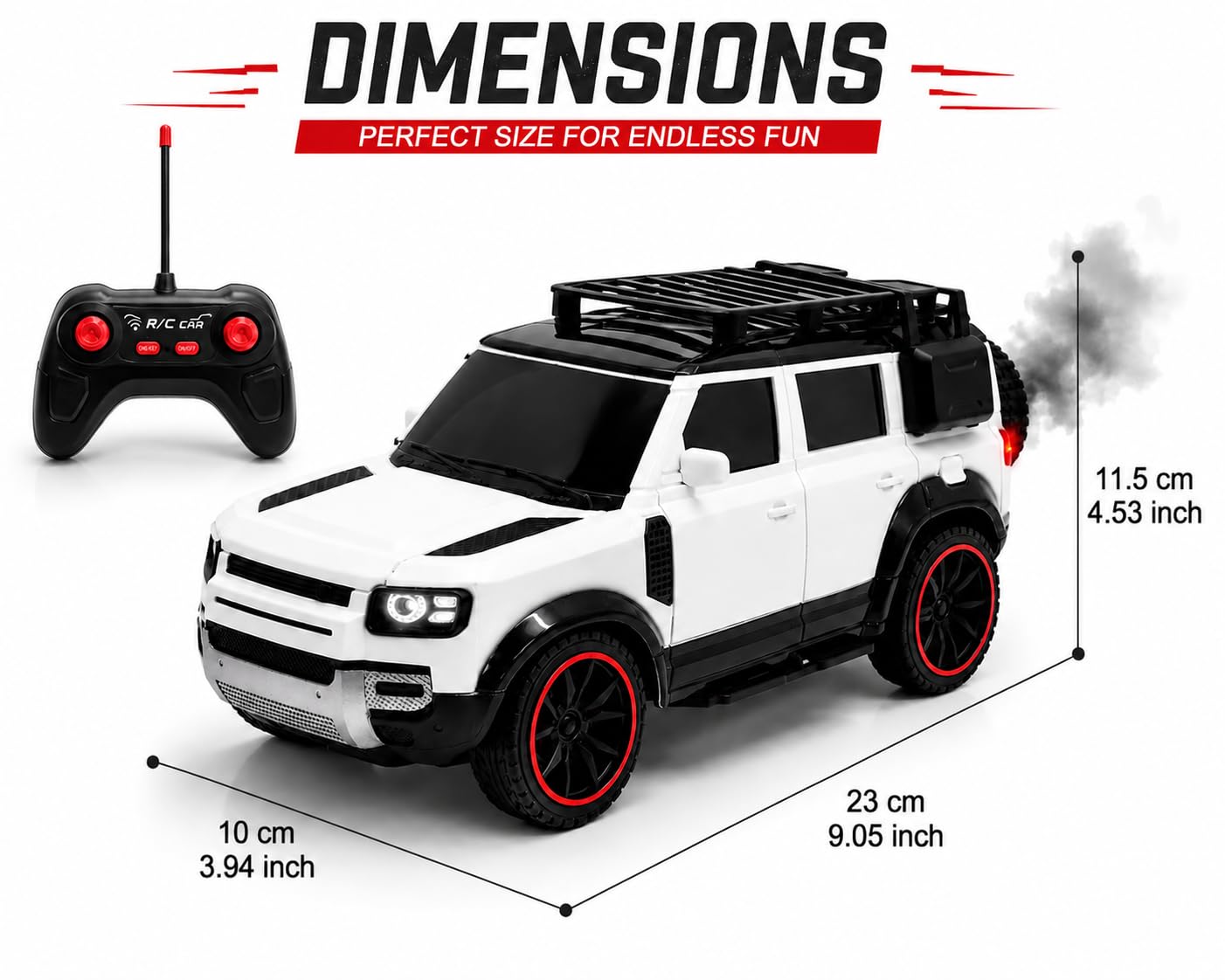 Braintastic RC Defender Remote Control Off-Road SUV Car for Kids, 2.4GHz Rechargeable RC Toy Car with LED Lights, Full Function, High-Speed Racing Vehicle...