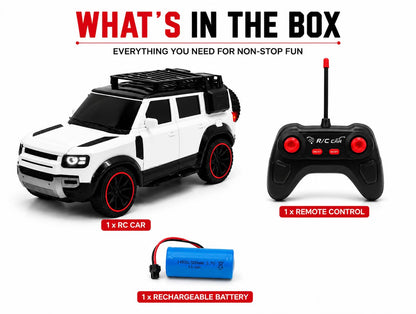 Braintastic RC Defender Remote Control Off-Road SUV Car for Kids, 2.4GHz Rechargeable RC Toy Car with LED Lights, Full Function, High-Speed Racing Vehicle...
