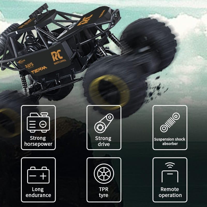 Royals hub Rock Crawler Car with Smoke Offroader Rc Car High Speed 5 Functions 1:16 RC Car with Smoke Fog Styled Climbing Monster Truck Rechargeable Remote...