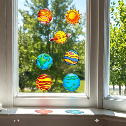 TOYKRAFT Space Suncatchers, Window Art Kit for Kids, Glass Painting Kit for Kids