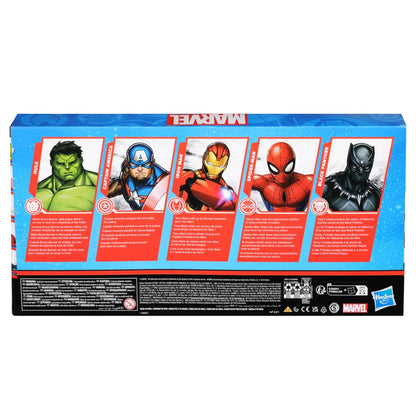 Marvel 6-Inch (15 CM) Hulk, Captain America, Iron Man, Spider-Man, & Black Panther Action Figure Set with Shield Accessory, Super Hero Toys, Ages 4+,...