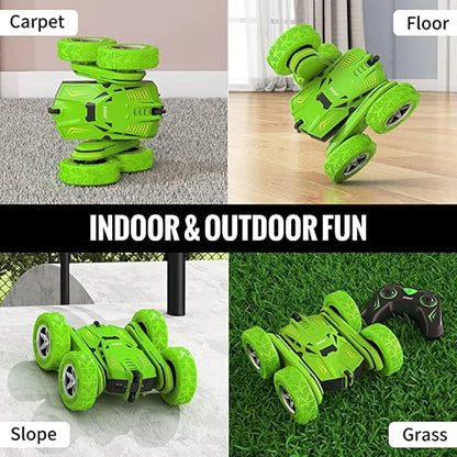 Rc Stunt Car 360 for Boys Age 4+ Years, 4WD Remote Control Car 360 Degree Flips Double Sided Stunt for Boys I Pack of 1, Green Colour