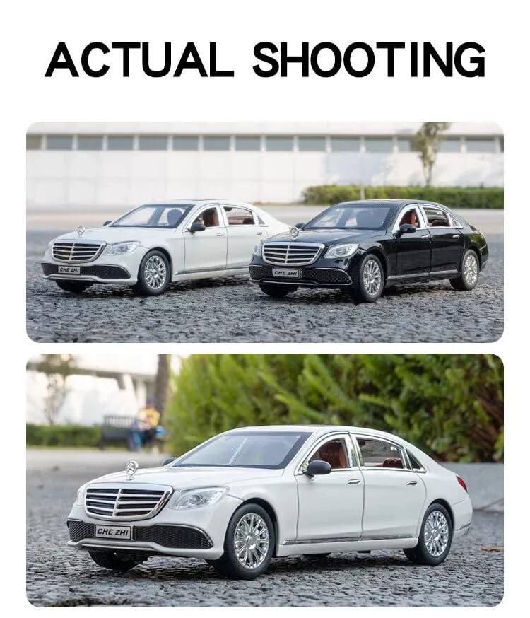 SR TOYS 1:24 Mercedees Beenz E300l E-Class Alloy Model Car Diecast Vehicle Toy for Kids with Sound Lights (White)