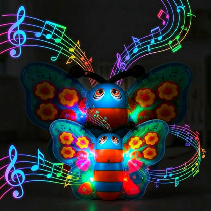 PotPicks Transparent Gear Butterfly Toy with Lights & Music | Battery Operated Bump & Go Musical Toy | Rotating Wings Interactive Sensory Learning...