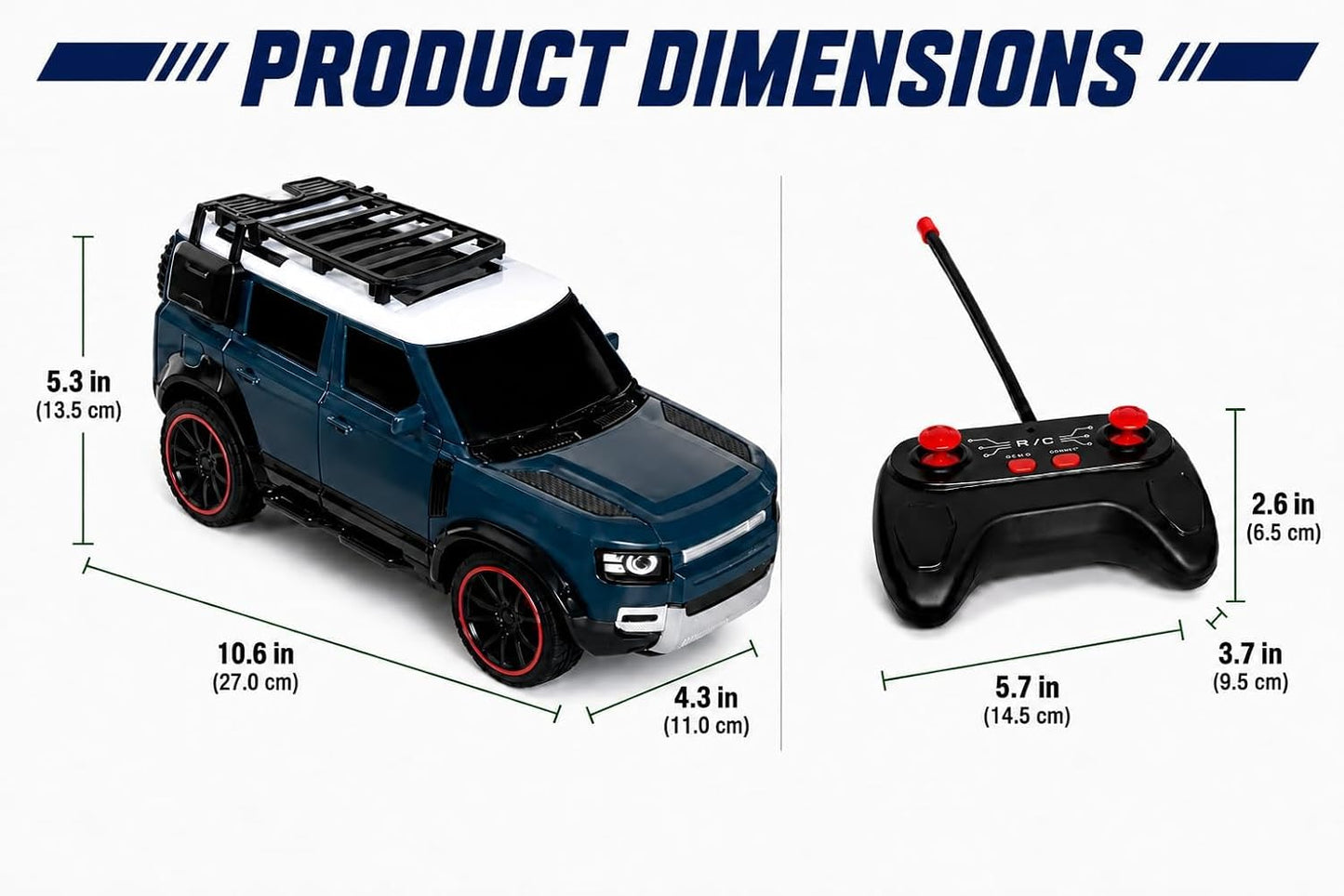 Braintastic RC Defender Remote Control Off-Road SUV Car for Kids, 2.4GHz Rechargeable RC Toy Car with LED Lights, Full Function, High-Speed Racing Vehicle...
