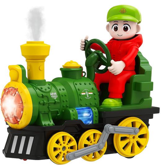 TOY TREKKER’S Kids Electric Spray Steam Train Toy with Lights & Music – Battery-Operated Cartoon Locomotive, Mist Spray Engine for Boys & Girls Ages 3-8