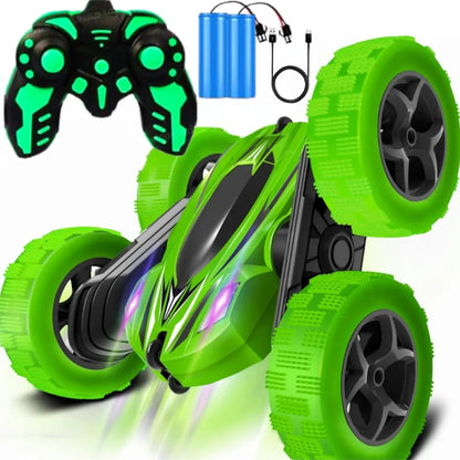Rc Stunt Car 360 for Boys Age 4+ Years, 4WD Remote Control Car 360 Degree Flips Double Sided Stunt for Boys I Pack of 1, Green Colour