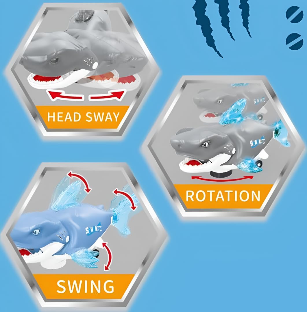 Electric Shark Toy with Wheels and Light-Up Fins, Battery Operated Moving Shark Toy, Bump and Go Automatic Walking Shark with Flashing LED Lights,...