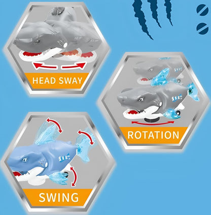 Electric Shark Toy with Wheels and Light-Up Fins, Battery Operated Moving Shark Toy, Bump and Go Automatic Walking Shark with Flashing LED Lights,...