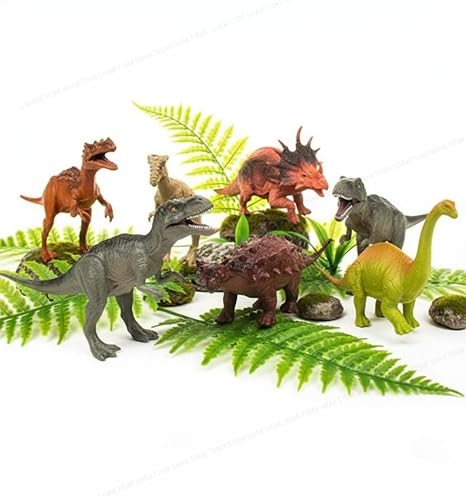 SHAKTISM Dinosaur Toys Set, 6 Pieces Realistic Figures, Educational Pretend Play Set for Kids 3+ Years (Dinosaur 6Pc D1)
