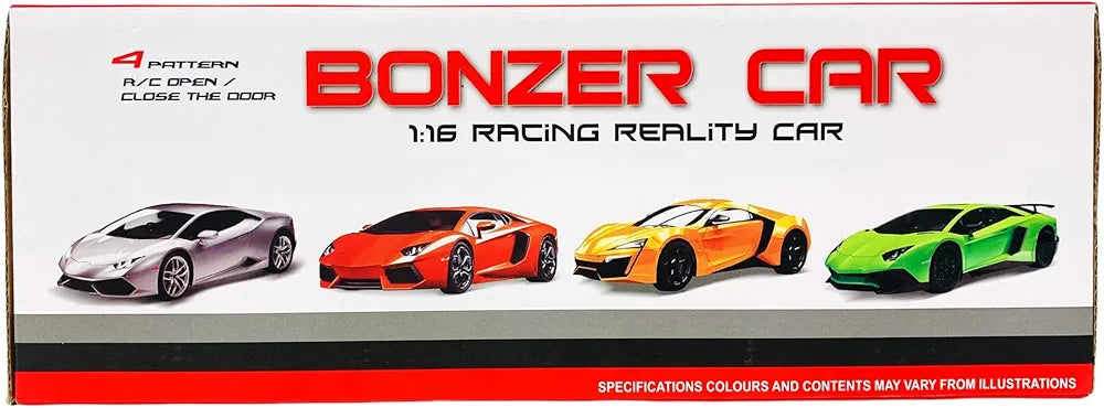 Toy Kingdom 1:16 Scale Racing Bonzer Remote Control Car led Rechargeable Battery RC Car Series with Charger for Kids (Blue)