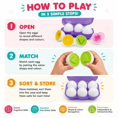 Toymate Smarty Eggs Matching Puzzle Egg Sorter Set for Toddlers 18M+ | Shape & Color Matching Learning Toy | Montessori Educational Gift for Boys &...