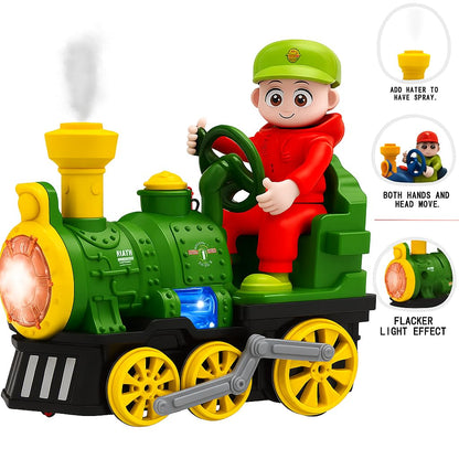 TOY TREKKER’S Kids Electric Spray Steam Train Toy with Lights & Music – Battery-Operated Cartoon Locomotive, Mist Spray Engine for Boys & Girls Ages 3-8
