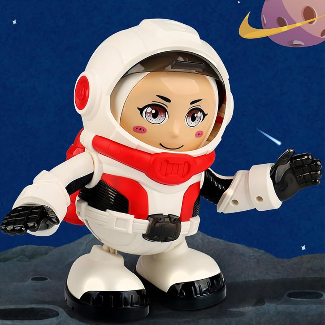 Dancing Astronaut Robot Toy for Kids with Music & Flashing LED Lights, Interactive Space Explorer Figure, Moving Dancing Robot Toy, Light Up Hands,...