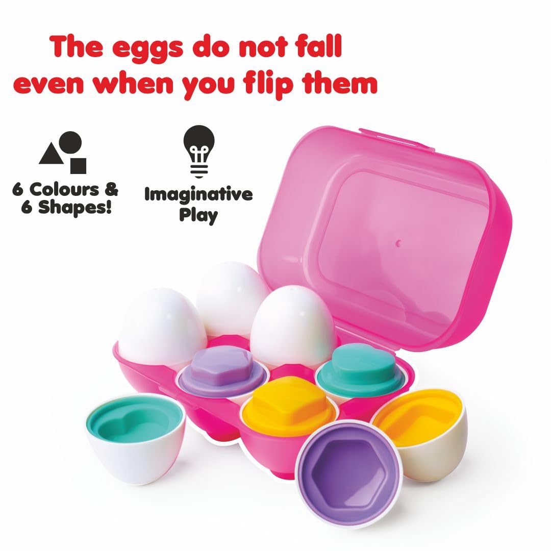 Toymate Smarty Eggs Matching Puzzle Egg Sorter Set for Toddlers 18M+ | Shape & Color Matching Learning Toy | Montessori Educational Gift for Boys &...