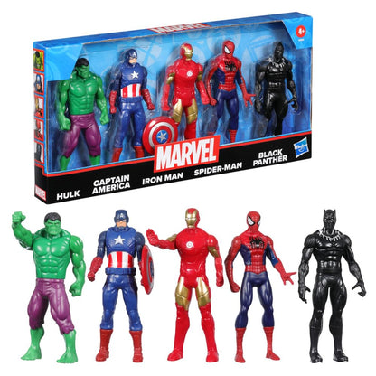 Marvel 6-Inch (15 CM) Hulk, Captain America, Iron Man, Spider-Man, & Black Panther Action Figure Set with Shield Accessory, Super Hero Toys, Ages 4+,...