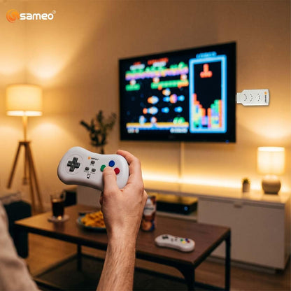 Sameo Micro Genius 2.0 8-Bit HDMI Gaming Console | 800 Built-in HD Games | Plug & Play TV Game Stick | 2 Wireless Controllers | HDMI Compatible | BIS...