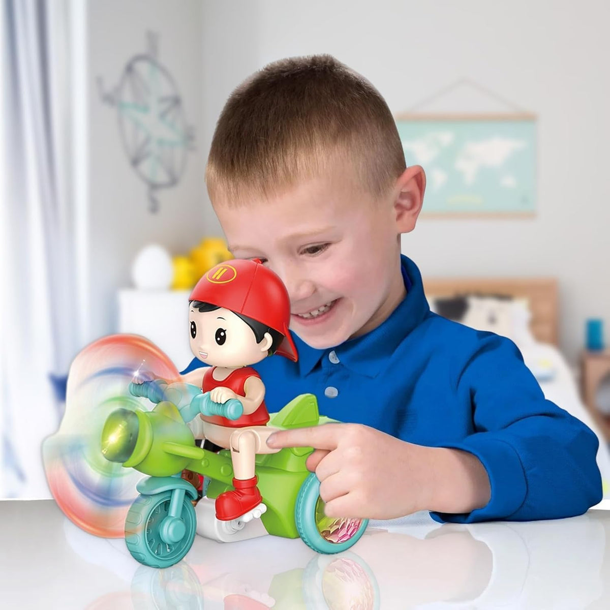 KIDDOVATE Musical Tricycle Toy for Kids with Light & Music, 360°