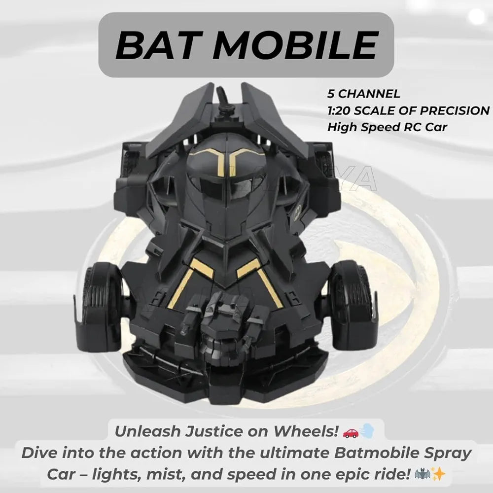 Batman Car | Batman RC Car with Bat Man Toy | High Speed Remote Control Black Batmobile Car for Boys 7-14 Year Kids | Super Hero Cars Spray SmokeCar with Lights, Realistic Sound | Big Size Gift