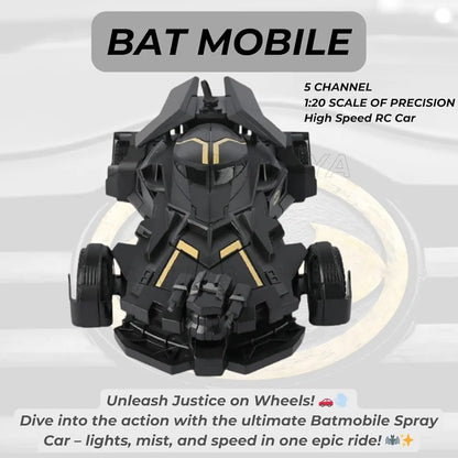 Batman Car | Batman RC Car with Bat Man Toy | High Speed Remote Control Black Batmobile Car for Boys 7-14 Year Kids | Super Hero Cars Spray SmokeCar with Lights, Realistic Sound | Big Size Gift