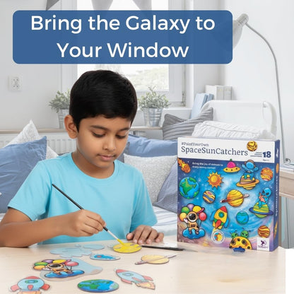TOYKRAFT Space Suncatchers, Window Art Kit for Kids, Glass Painting Kit for Kids