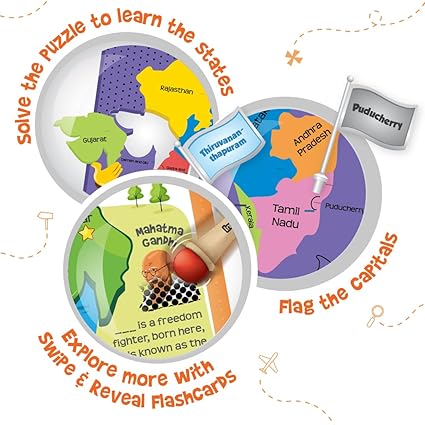 Imagimake Mapology India Map with Flash Card| Swipe & Reveal Card Game | Educational Toys for 7+ Years | Learning Toys | Puzzle Game for 7 to 10 Years |...