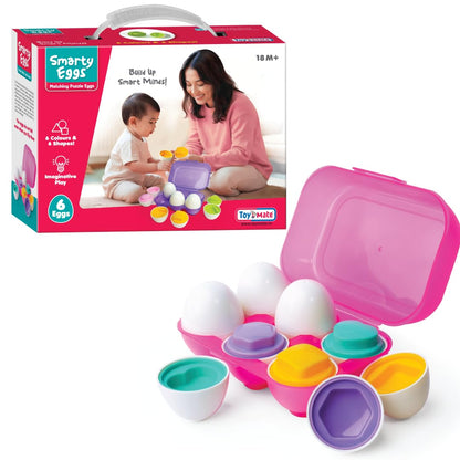 Toymate Smarty Eggs Matching Puzzle Egg Sorter Set for Toddlers 18M+ | Shape & Color Matching Learning Toy | Montessori Educational Gift for Boys &...