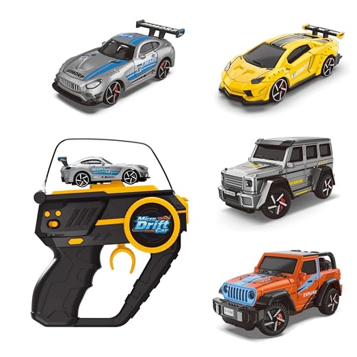 Micro Drift Car with Gun-Style RC Controller | Mini RC Jeep for Kids | 360° Drift Racing Car Toy | Pistol Grip Remote Control Car | Orange (Pack of 1)