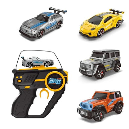 Micro Drift Car with Gun-Style RC Controller | Mini RC Jeep for Kids | 360° Drift Racing Car Toy | Pistol Grip Remote Control Car | Orange (Pack of 1)