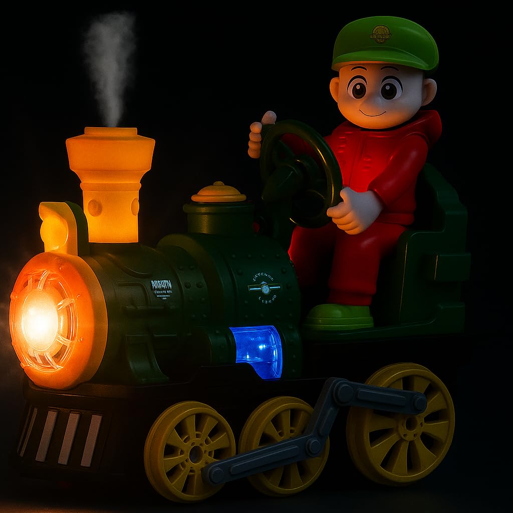TOY TREKKER’S Kids Electric Spray Steam Train Toy with Lights & Music – Battery-Operated Cartoon Locomotive, Mist Spray Engine for Boys & Girls Ages 3-8