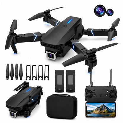 E88 4K HD Camera Foldable Dron Toy with APP Control, Air Pressure Altitude Hold, 360° Roll & Long Life Battery | WiFi FPV RC Quadcopter for Kids &...
