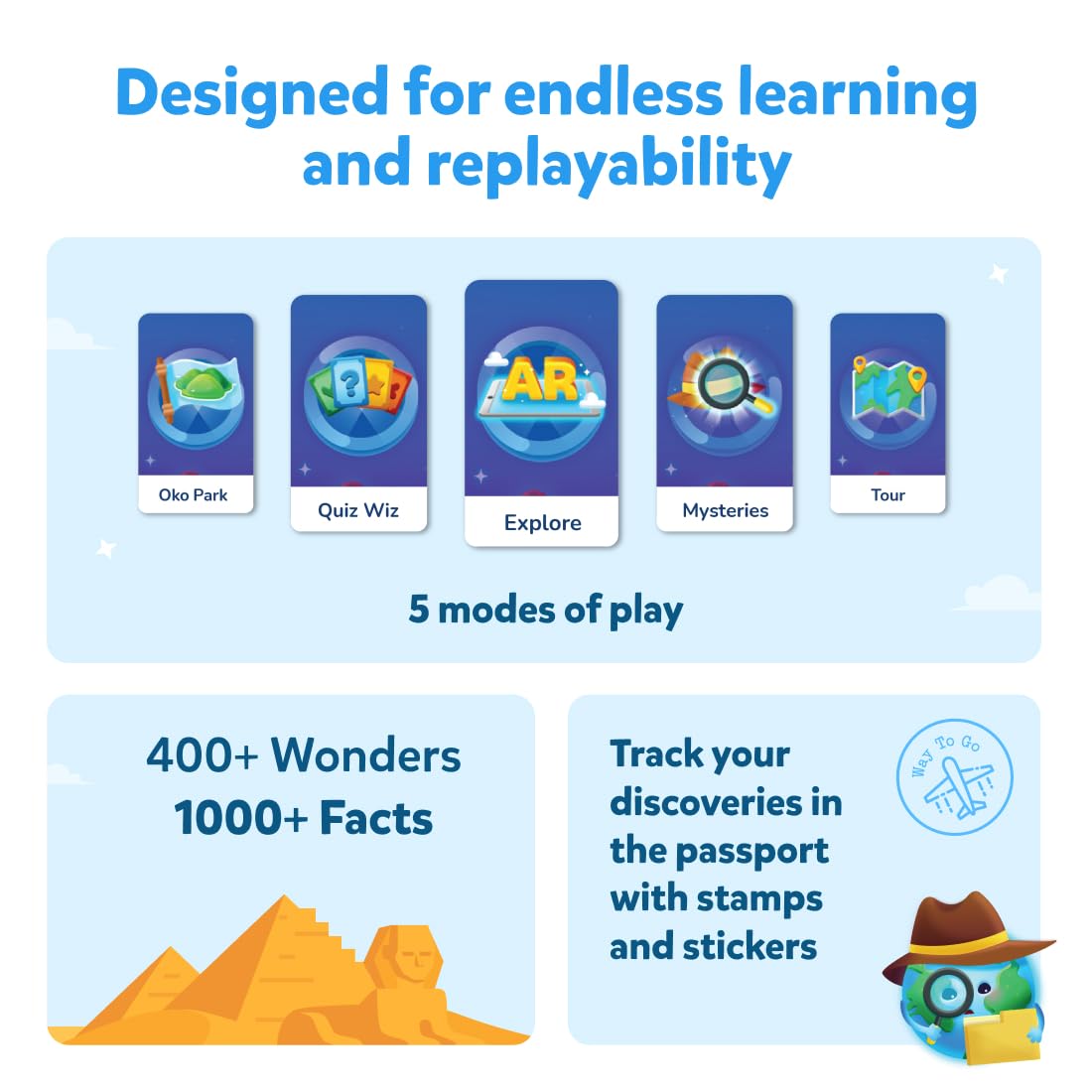 Globe for Children – Orboot Earth: Interactive Kids Globe with 1000+ Facts on Animals, Places & Monuments | Tech-Powered Learning Toy & STEM Gift for Kids Ages 4–10